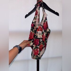 PilyQ Girls Size 4 Floral Lace Trim One-Piece Swimsuit